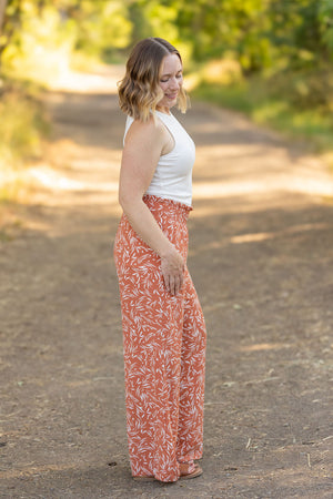 Presley Palazzo Pants - Rust Leaves by Michelle Mae