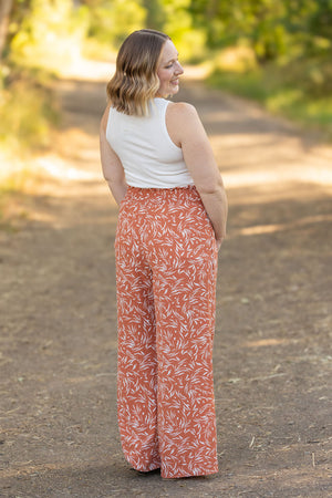 Presley Palazzo Pants - Rust Leaves by Michelle Mae