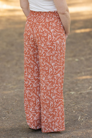 Presley Palazzo Pants - Rust Leaves by Michelle Mae