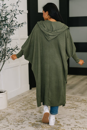 Pamper Travel Hooded Cardigan in Olive by Dear Scarlett