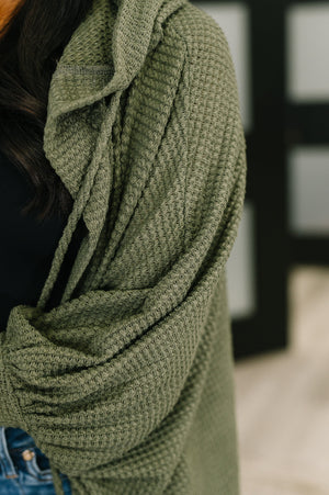 Pamper Travel Hooded Cardigan in Olive by Dear Scarlett
