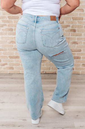 Judy Blue High Rise 90's Front & Back Distressed Straight Leg Jeans