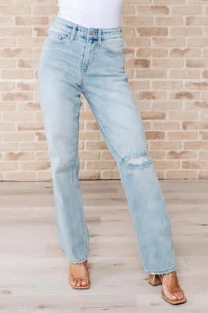 Judy Blue High Rise 90's Front & Back Distressed Straight Leg Jeans