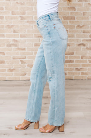 Judy Blue High Rise 90's Front & Back Distressed Straight Leg Jeans