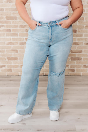 Judy Blue High Rise 90's Front & Back Distressed Straight Leg Jeans