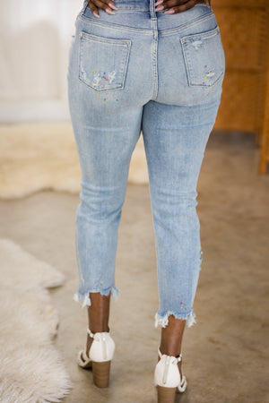 Judy Blue High Waist Party Paint Splatter Boyfriend Jeans