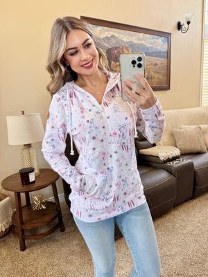 HalfZip Hoodie - Wildflower Gardens by Michelle Mae