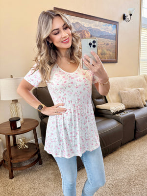 Sarah Ruffle Short Sleeve - Pretty in Pink Floral by Michelle Mae