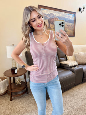 Shiloh Button Snap Tank - Dusty Rose by Michelle Mae