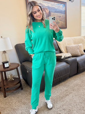 Corrine Ribbed Pullover Top - Emerald by Michelle Mae