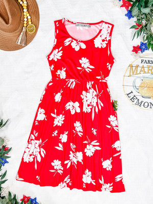 Kelsey Tank Dress - Red Floral by Michelle Mae