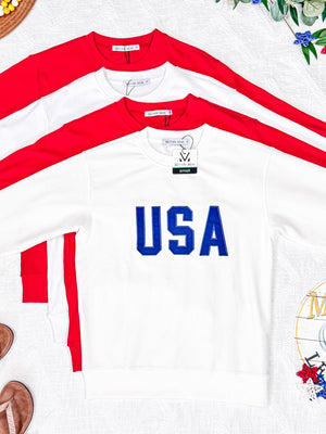 Corrine Embroidered Pullover Top - Patriot at Heart by Michelle Mae
