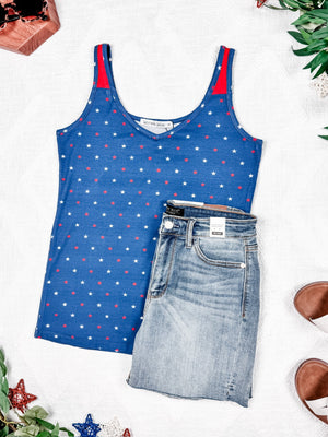 Poppy Tank - Blue Freedom Stars by Michelle Mae