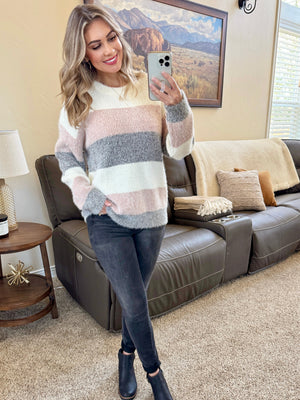 Cozy Block Sweater - Pink and Grey by Michelle Mae