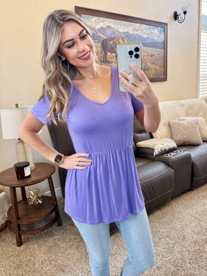 Sarah Ruffle Short Sleeve - Periwinkle Purple by Michelle Mae