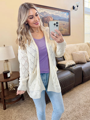 Open Knit Cardigan - Ivory by Michelle Mae