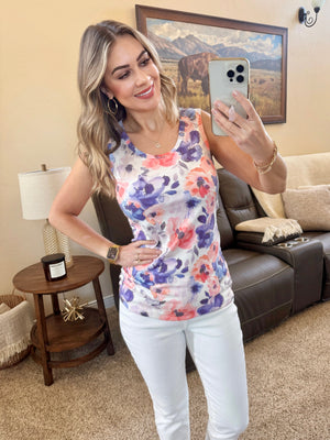 Ava Tank - Sunset Watercolor Floral by Michelle Mae