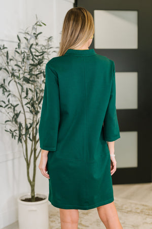 Portfolio Quarter Sleeve Dress in Hunter Green from Dear Scarlett