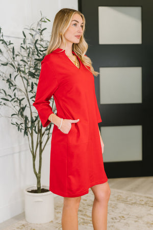 Portfolio Quarter Sleeve Dress in Red by Dear Scarlett