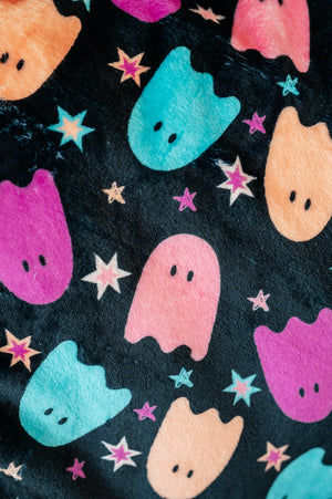 Halloween Fleece Blanket in Neon Ghosts