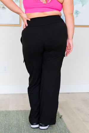 Race to Relax Buttery Soft Cargo Pants in Black - RESTOCKED