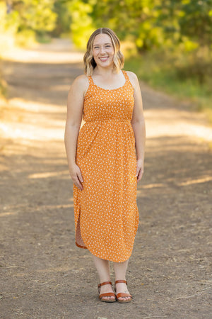 Reagan Ribbed Midi Dress - Pumpkin Floral by Michelle Mae