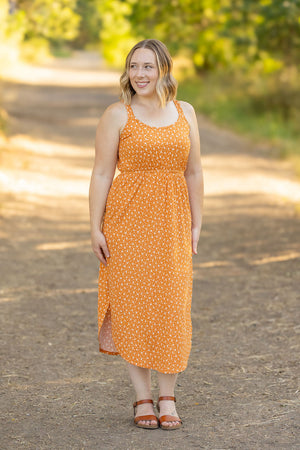 Reagan Ribbed Midi Dress - Pumpkin Floral by Michelle Mae