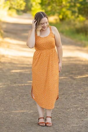 Reagan Ribbed Midi Dress - Pumpkin Floral by Michelle Mae