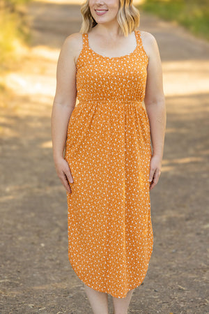 Reagan Ribbed Midi Dress - Pumpkin Floral by Michelle Mae