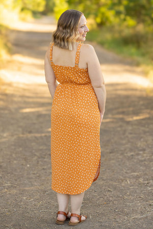 Reagan Ribbed Midi Dress - Pumpkin Floral by Michelle Mae