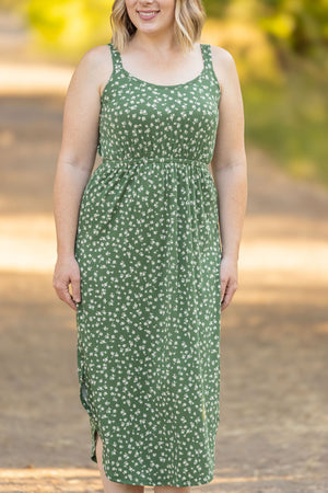 Reagan Ribbed Midi Dress - Olive Floral by Michelle Mae