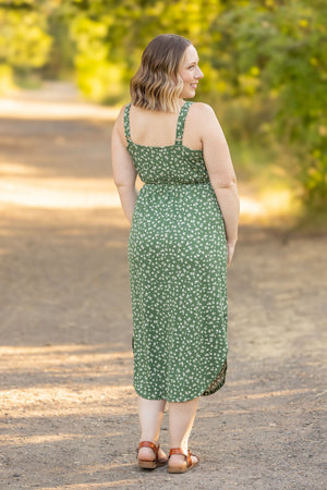 Reagan Ribbed Midi Dress - Olive Floral by Michelle Mae