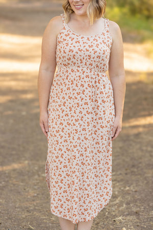 Reagan Ribbed Midi Dress - Sand and Rust Floral by Michelle Mae