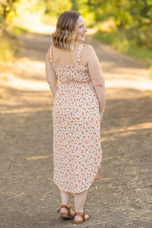 Reagan Ribbed Midi Dress - Sand and Rust Floral by Michelle Mae