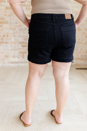 Judy Blue High Rise Button Fly Trouser Shorts Black