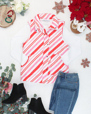 PREBOOK Remy Zip Up Vest - Candy Cane