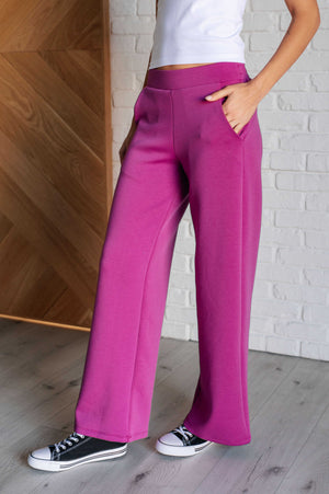 Resort Travel Wide Leg Scuba Pant in Magenta by Dear Scarlett