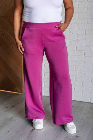 Resort Travel Wide Leg Scuba Pant in Magenta by Dear Scarlett