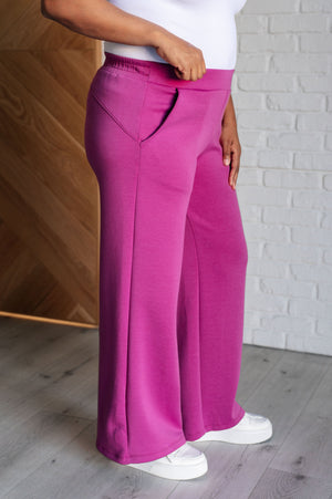 Resort Travel Wide Leg Scuba Pant in Magenta by Dear Scarlett