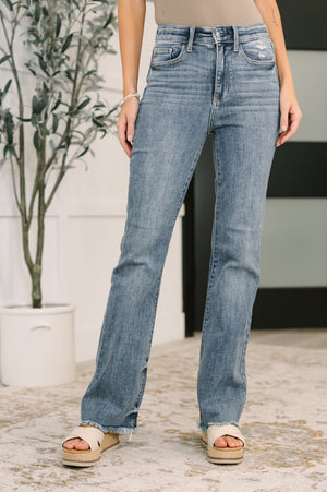 Judy Blue High Waist Bootcut with Fray Hem Jeans
