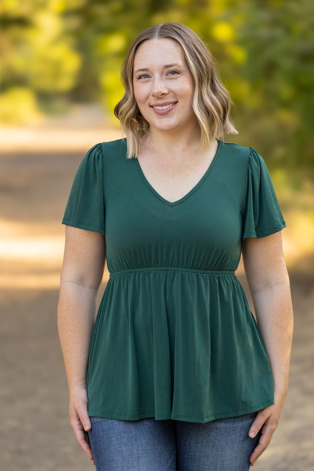 Emery Ruffle Top - Hunter Green by Michelle Mae