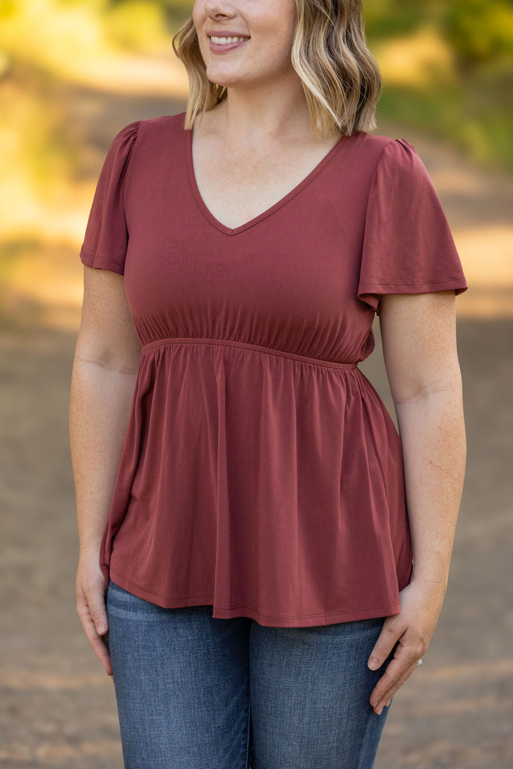 Emery Ruffle Top - Marsala by Michelle Mae