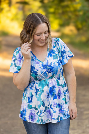 Emery Ruffle Top - Blue Floral Mix by Michelle Mae