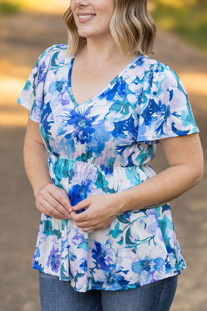 Emery Ruffle Top - Blue Floral Mix by Michelle Mae