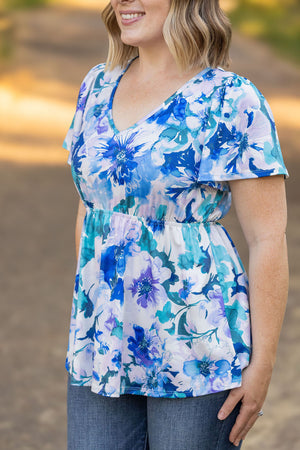 Emery Ruffle Top - Blue Floral Mix by Michelle Mae