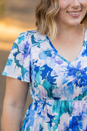 Emery Ruffle Top - Blue Floral Mix by Michelle Mae