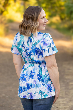 Emery Ruffle Top - Blue Floral Mix by Michelle Mae