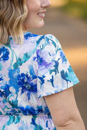 Emery Ruffle Top - Blue Floral Mix by Michelle Mae