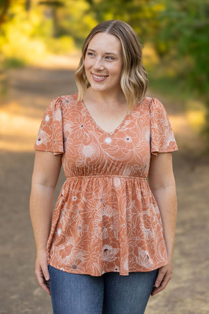 Emery Ruffle Top - Cocoa Floral by Michelle Mae