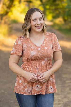 Emery Ruffle Top - Cocoa Floral by Michelle Mae